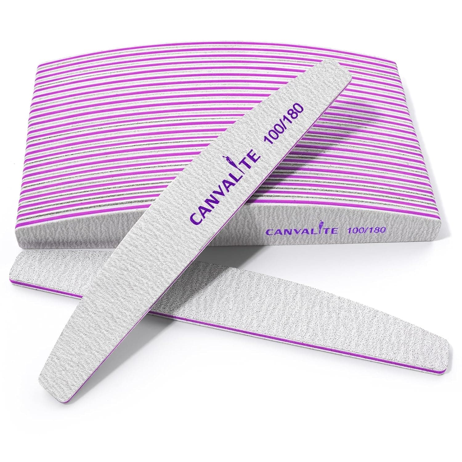 Canvalite 25 limas de uñas profesionales reutilizables de doble cara (grano 100/180) herramientas de peinado para uso doméstico y salón