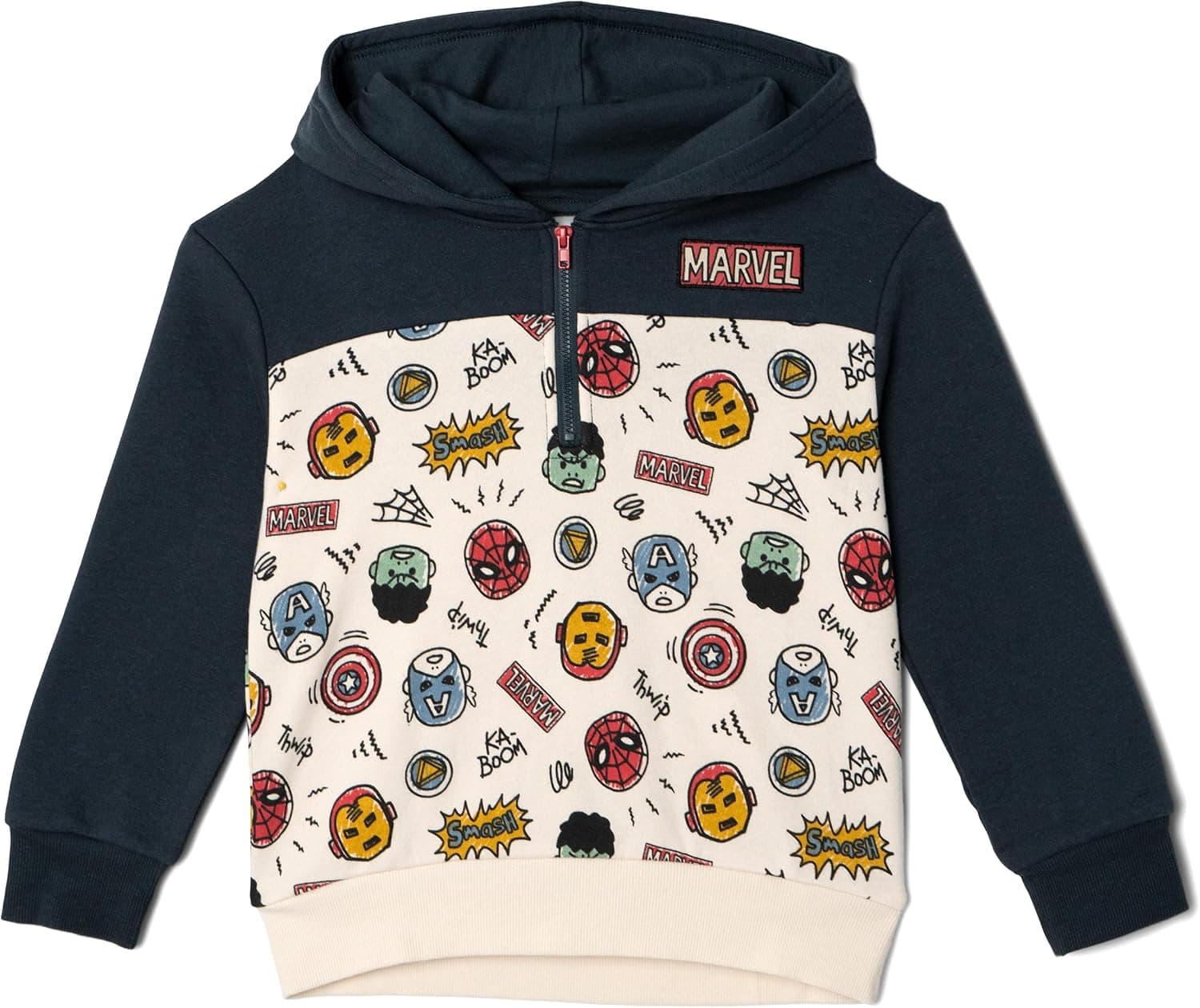 Sudadera polar con capucha y media cremallera Marvel Avengers de niño pequeño a grande (2T - 18-20)