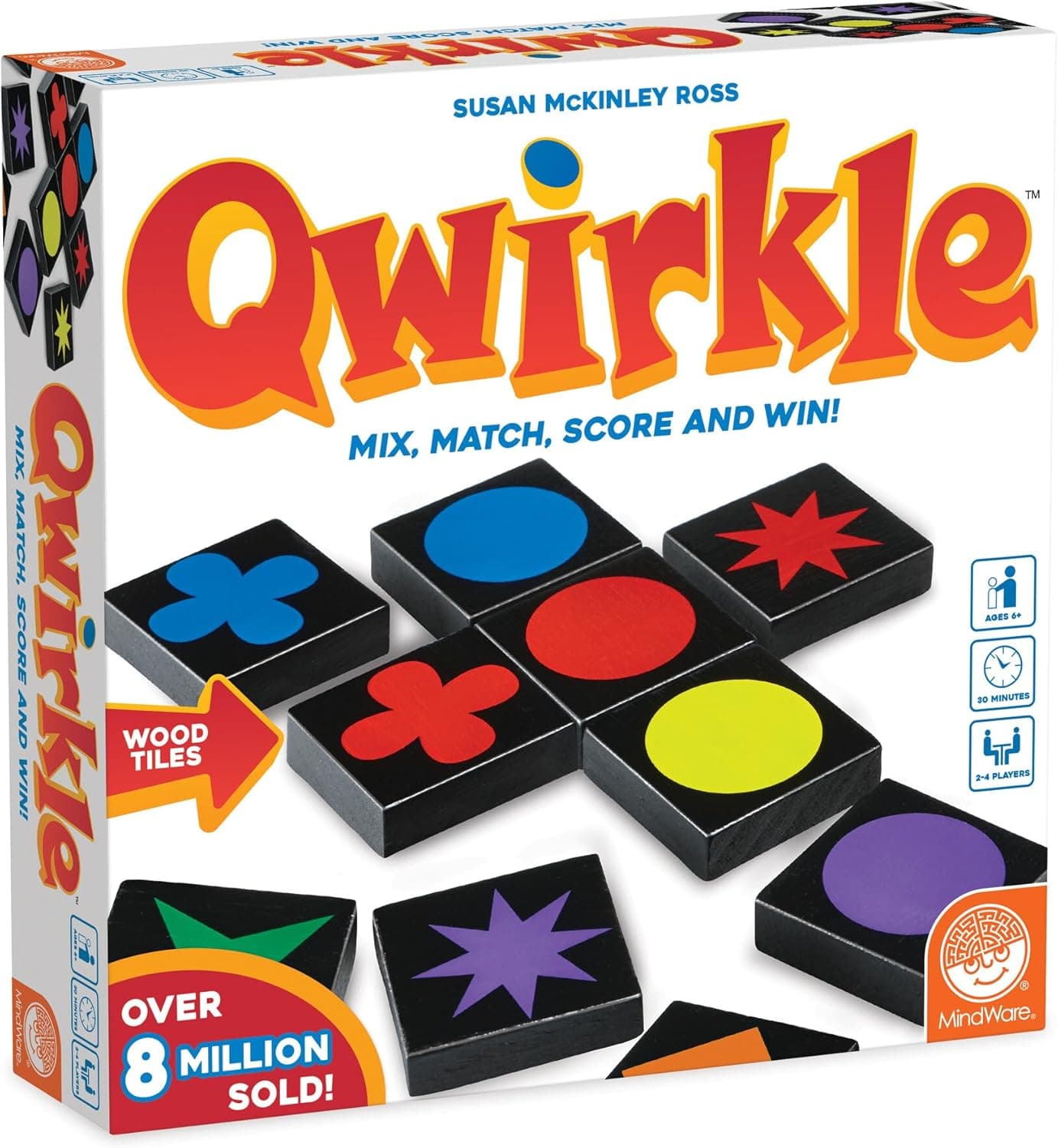 Juego de mesa MindWare Qwirkle | Juego de estrategia familiar galardonado: combina colores y formas para construir líneas y anotar. Para 2-4 jugadores, mayores de 6 años