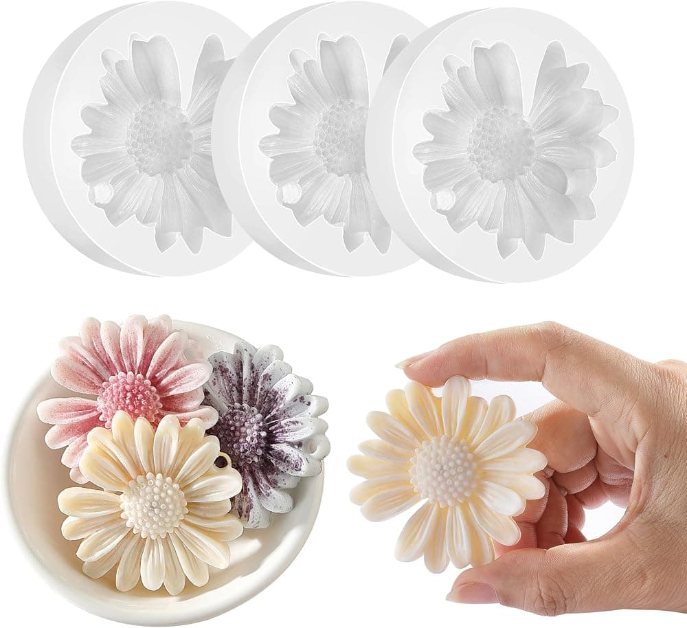 Molde de vela de silicona con flor de margarita, Moldes para Velas para velas, jabones hechos a mano, bombas de baño, barras de loción, artesanías de resina, decoraciones de hormigón