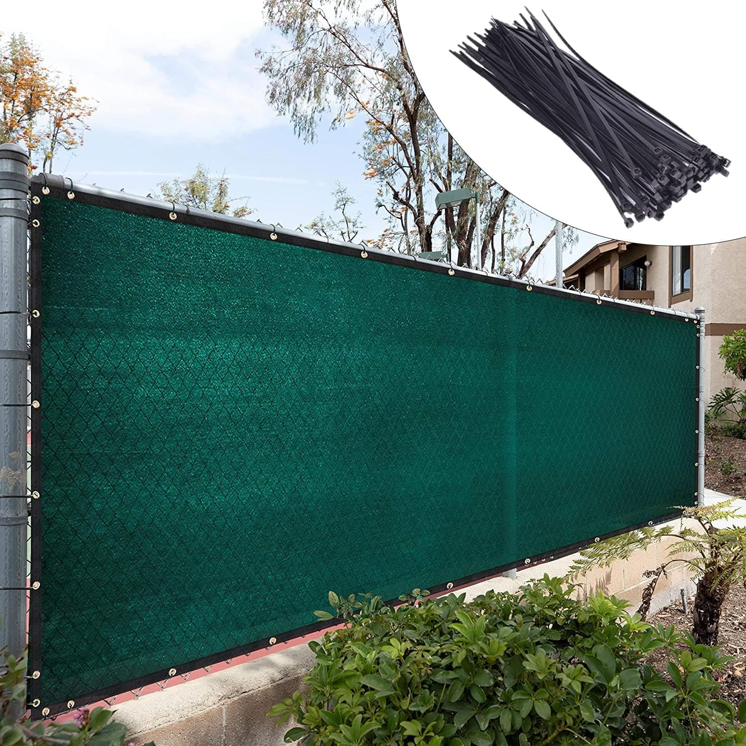 Royal Shade - Protector de pantalla de privacidad para valla verde de 8 x 50 pies con ojales de latón resistentes, incluye bridas para cables (hacemos tamaños personalizados)