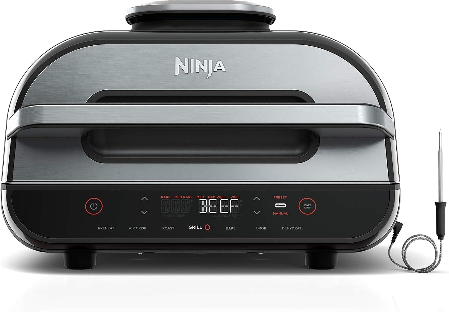 Ninja® Foodi® Smart XL Parrilla interior y freidora de aire 6 en 1, negro/plateado, FG551