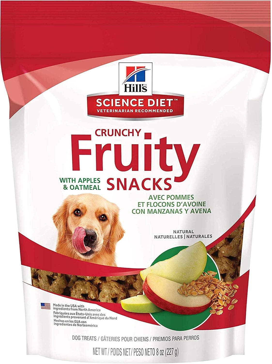 Hill's Natural Fruity Snacks, golosinas crujientes para perros, manzanas y avena