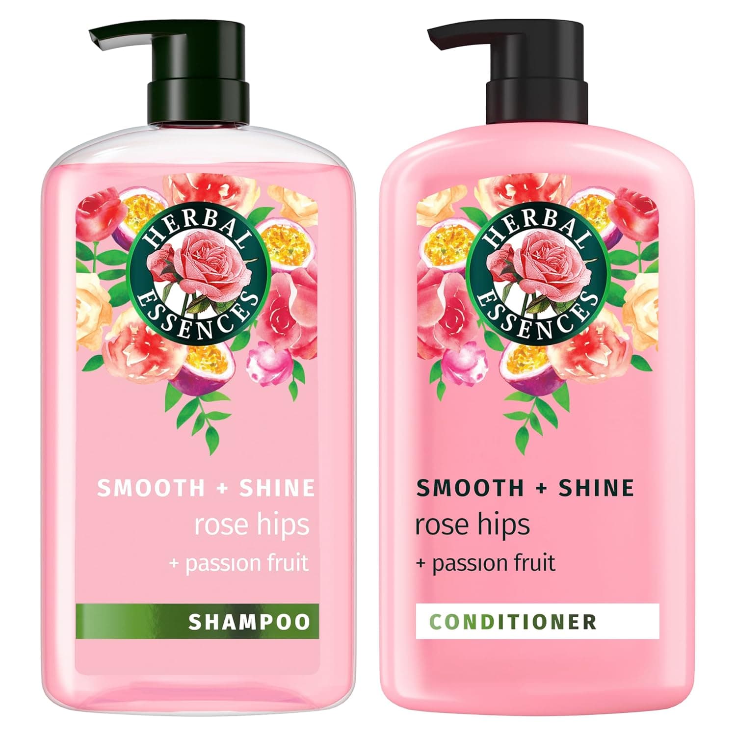 Juego de champú y acondicionador Herbal Essences, rosa mosqueta + maracuyá - Colección suave, sin parabenos, seguro para el color, cabello brillante con jojoba y vitamina E, 29.2 Fl Oz cada uno, paquete de 2