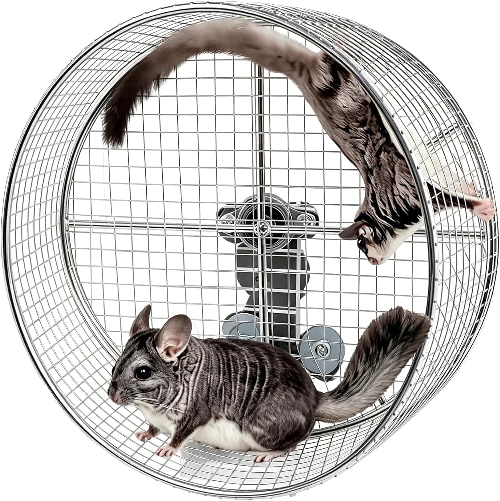 Rueda silenciosa de chinchillas de 11,8 pulgadas, rueda de ejercicio de chinchilla de acero inoxidable | Rueda silenciosa para hámster chinchilla, rueda de roedores para hámsteres sirios, planeadores del azúcar, erizos, ardillas y mascotas pequeñas