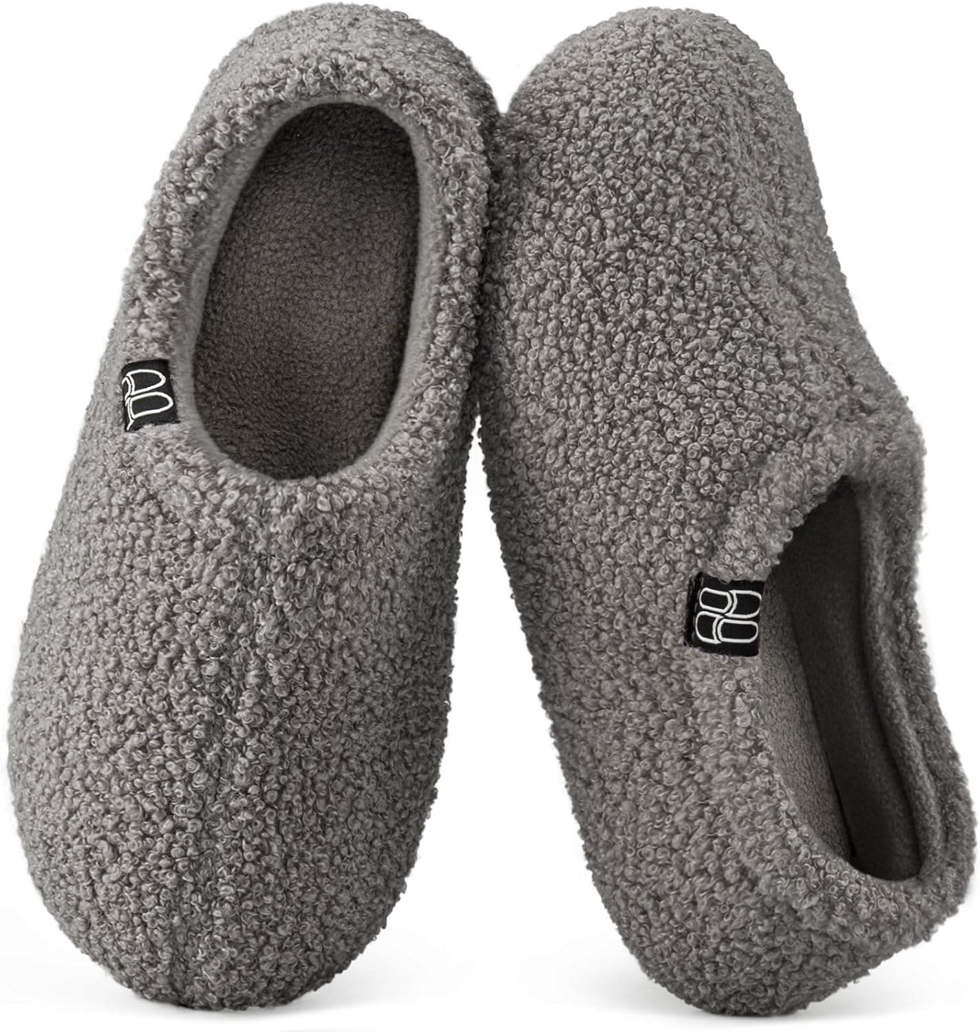 HomeTop Pantuflas tipo mocasín de espuma viscoelástica con forro polar de piel borrosa y rizada para mujer | Antideslizante, Interior y Exterior, Lavable a Máquina, Caliente, Dormitorio, Ligero