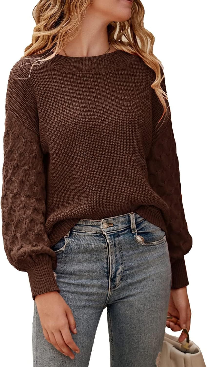 PRETTYGARDEN Mujer Otoño 2026 Jersey Suéter Casual Manga Larga Suelta Punto Grueso Tops Blusa Invierno Moda Ropa