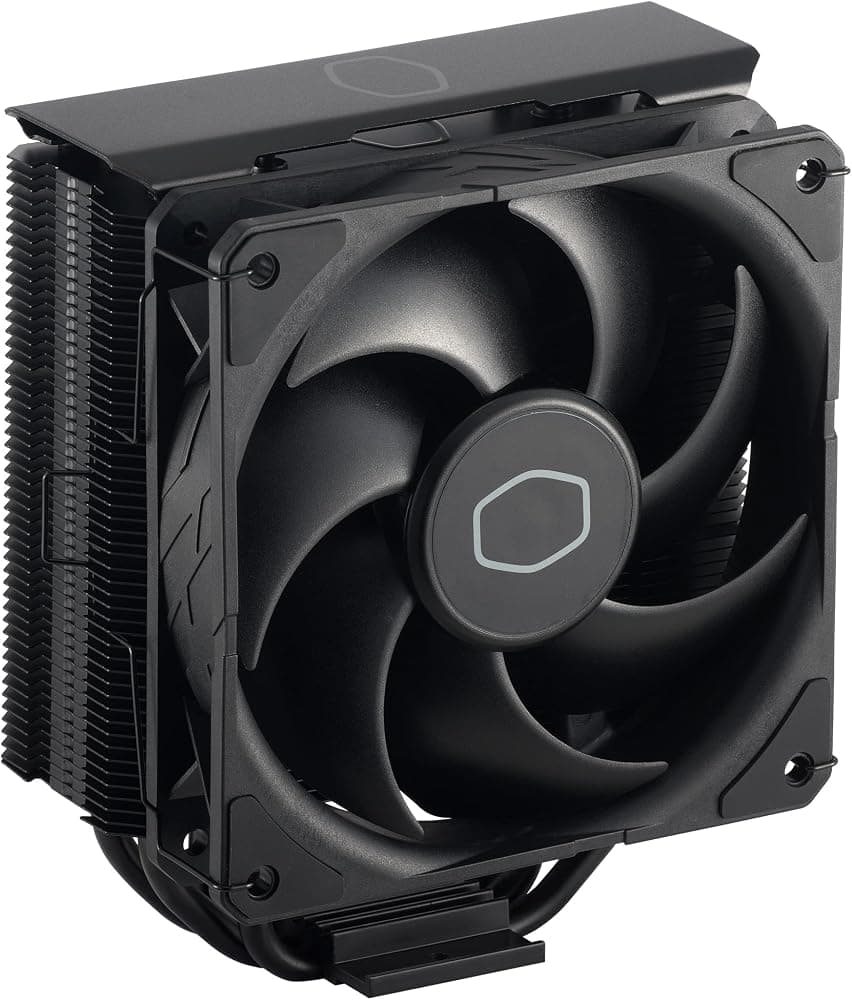 Cooler Master Hyper 212 Enfriador de aire para CPU negro - Acabado de aluminio, 4 tubos de calor compactos de contacto directo continuo, ventilador SickleFlow 120 Edge, soportes LGA1700 y AM5 - Negro