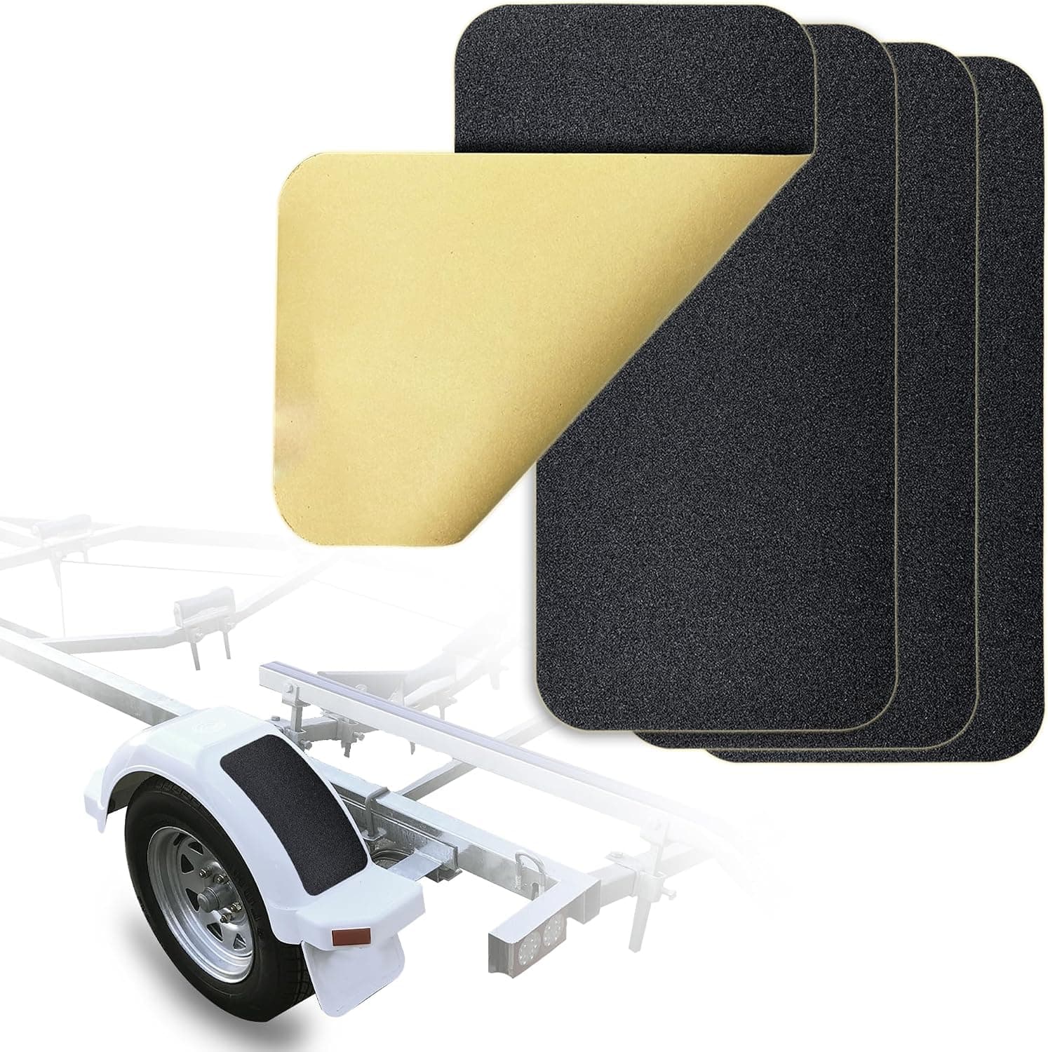 Marine Boat Non-Skid for Boat Trailer Fenders 6-Inch X 12-Inch Boat Trailer Steps Adhesive Traction Pads Anti-Slip Pre-Cut Traction Grip Tape Boat Flooring Tools Accessories (4)
