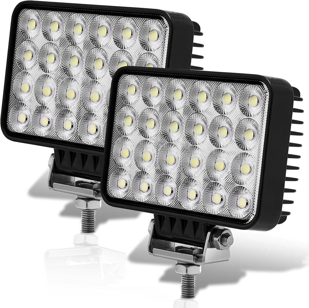 LED Tractor Lights 2PCS 6 Inch 10000LM 12v LED Flood Light Square LED Work Light for Truck Heavy Equipment Vehicles Golf Cart Boat ATV UTV