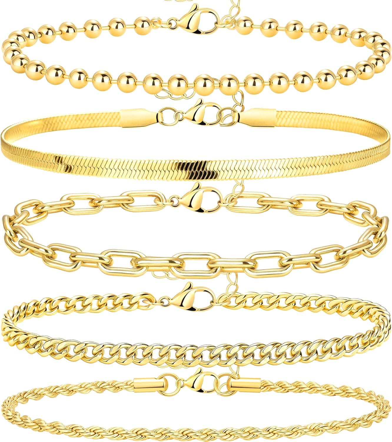 Tobilleras extra grandes para mujer impermeables, tobilleras chapadas en oro de 14 quilates para mujer de talla grande, pulseras de tobillo grandes de 10 "+ 2" para mujer, juego de tobillos grandes de verano, joyería de vacaciones de bikini de playa