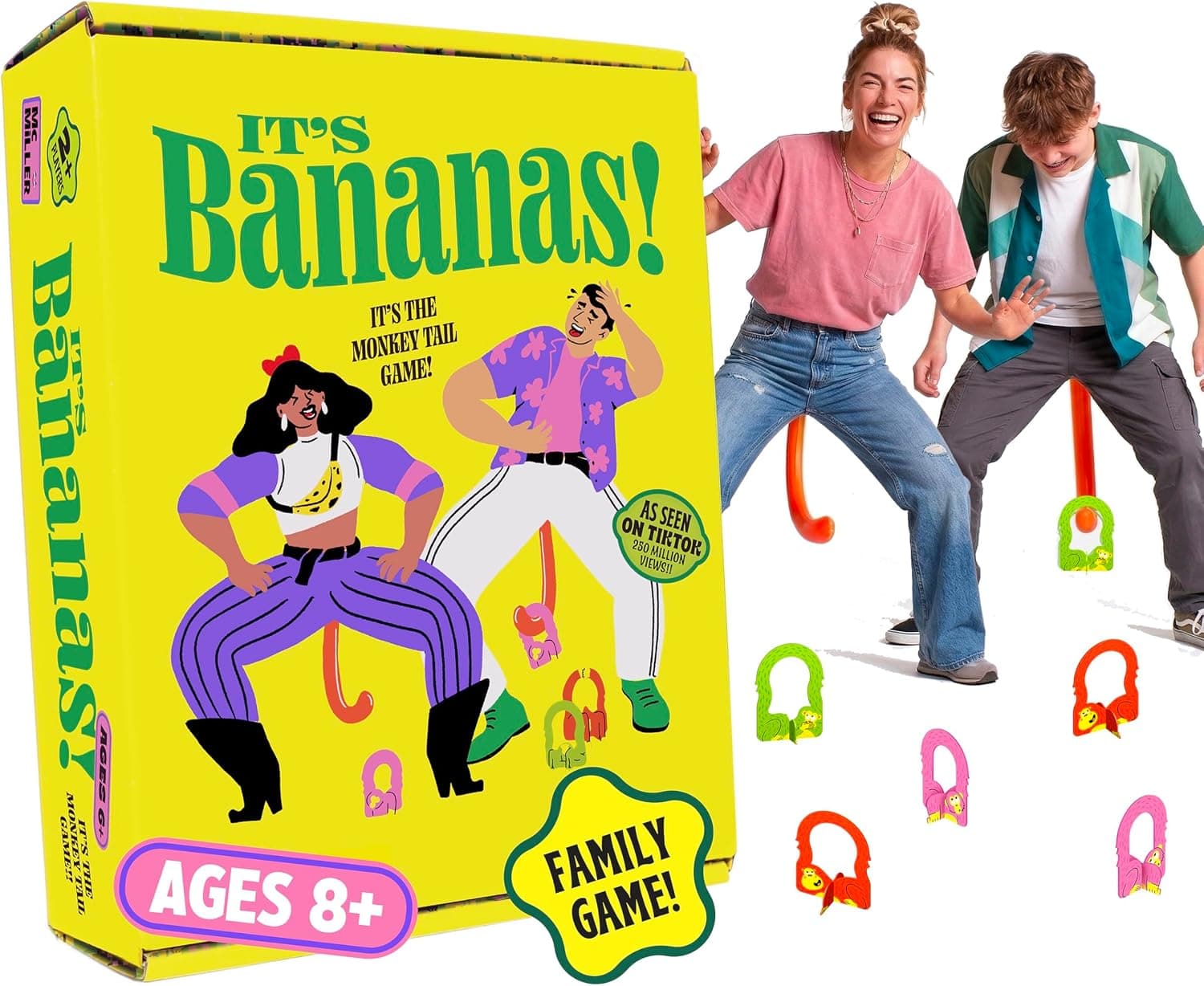MCMILLER ENTERTAINMENT It's Bananas: el divertido juego de fiesta de cola de mono para adultos y familias | Divertido juego de interior y exterior para despedidas de soltera, fiestas de verano, barbacoas, cumpleaños y noches de juegos.