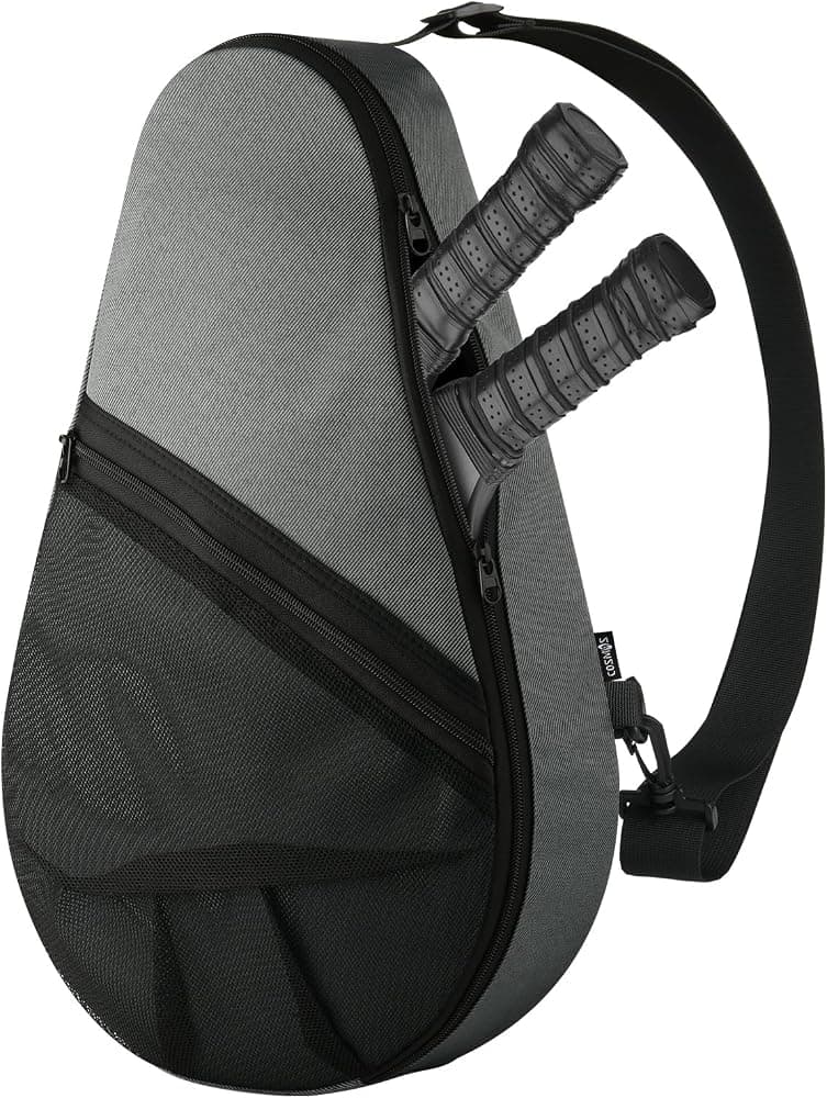 Cosmos Bolsa para Raquetas de Pádel Pickleball Paddle Sling Mochila Bolsa de Almacenamiento para Raquetas de Pádel, Bolsa de Transporte para Equipo de Pádel (Paddel Tennis) con Bolsillo de Malla para 2 Palas, Bola, Botella de Agua y Accesorios
