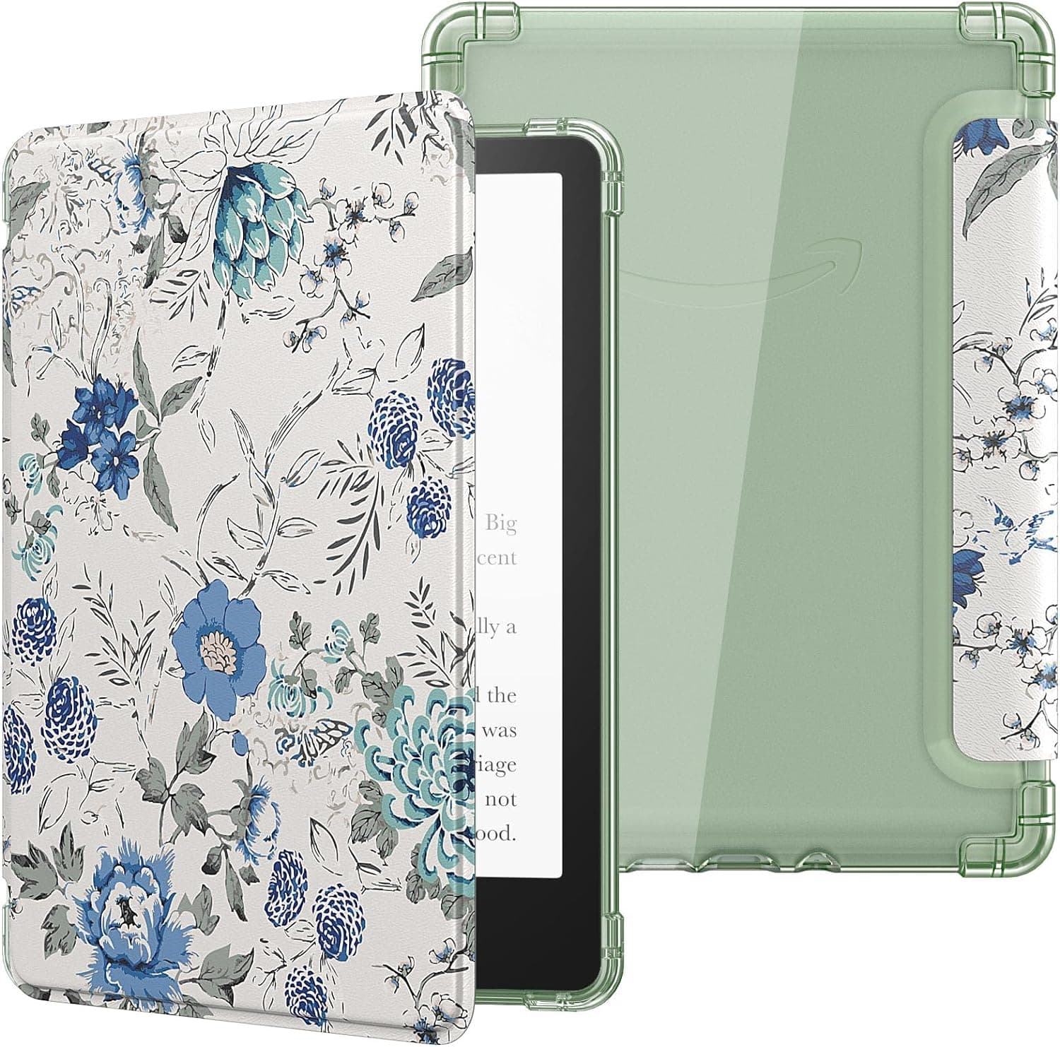 Moko Case for 6" Kindle Basic 11th Generation (2024/2022),White Blue Floral