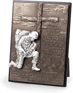 Lighthouse Christian Products Strength To Serve Hammered Bronze Tone 8.75 Inch Cast Stone Sculpture Plaque Soldier