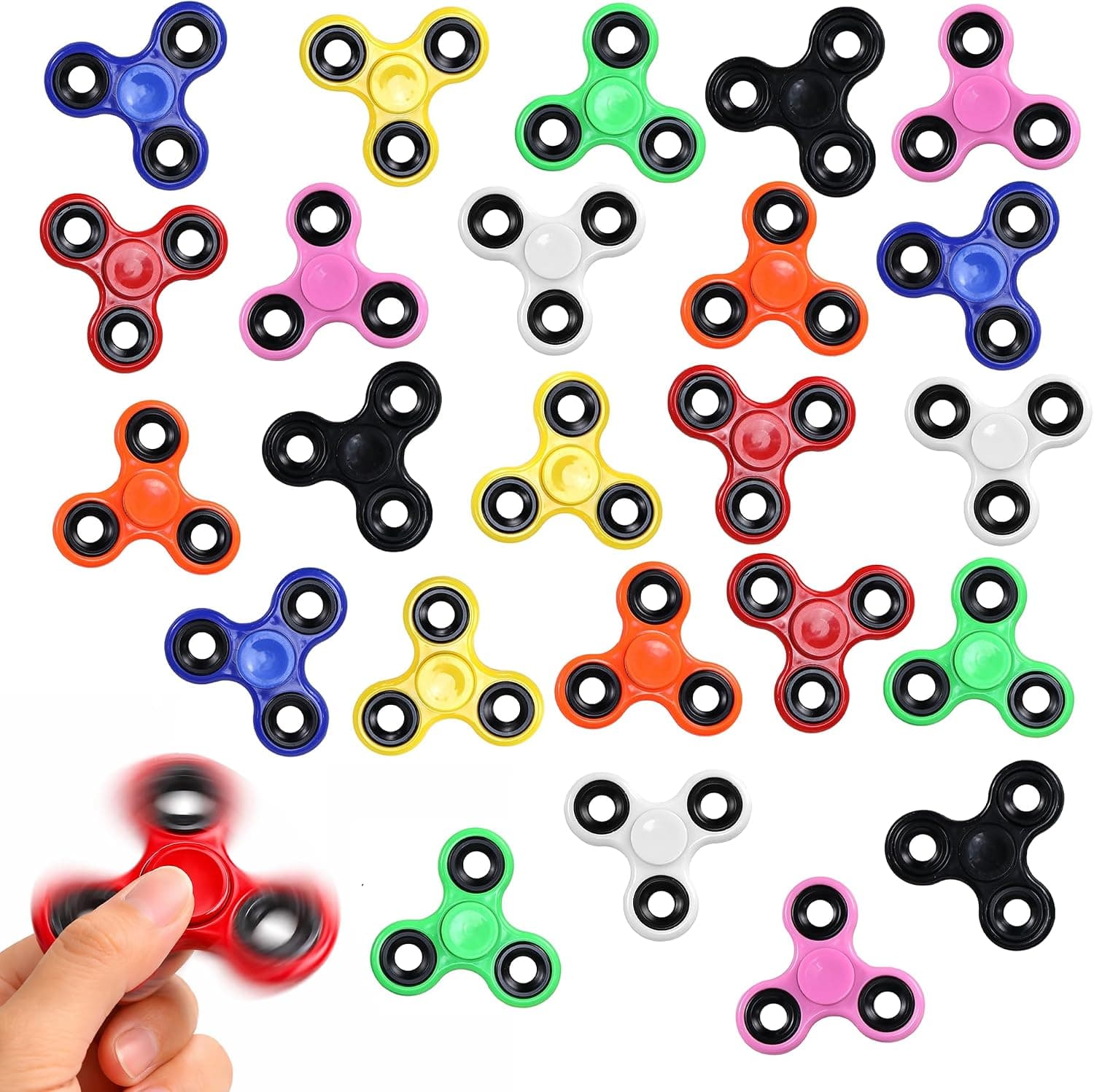 Iconikal Paquete de 24 hilanderos inquietos, surtido a granel de colores aleatorios para juego sensorial que ocupa la atención de las manos
