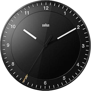 Braun Classic Reloj de Pared Analógico Grande con Movimiento de Barrido Silencioso, Fácil de Leer, 30 cm de Diámetro en Negro, Modelo BC17B.