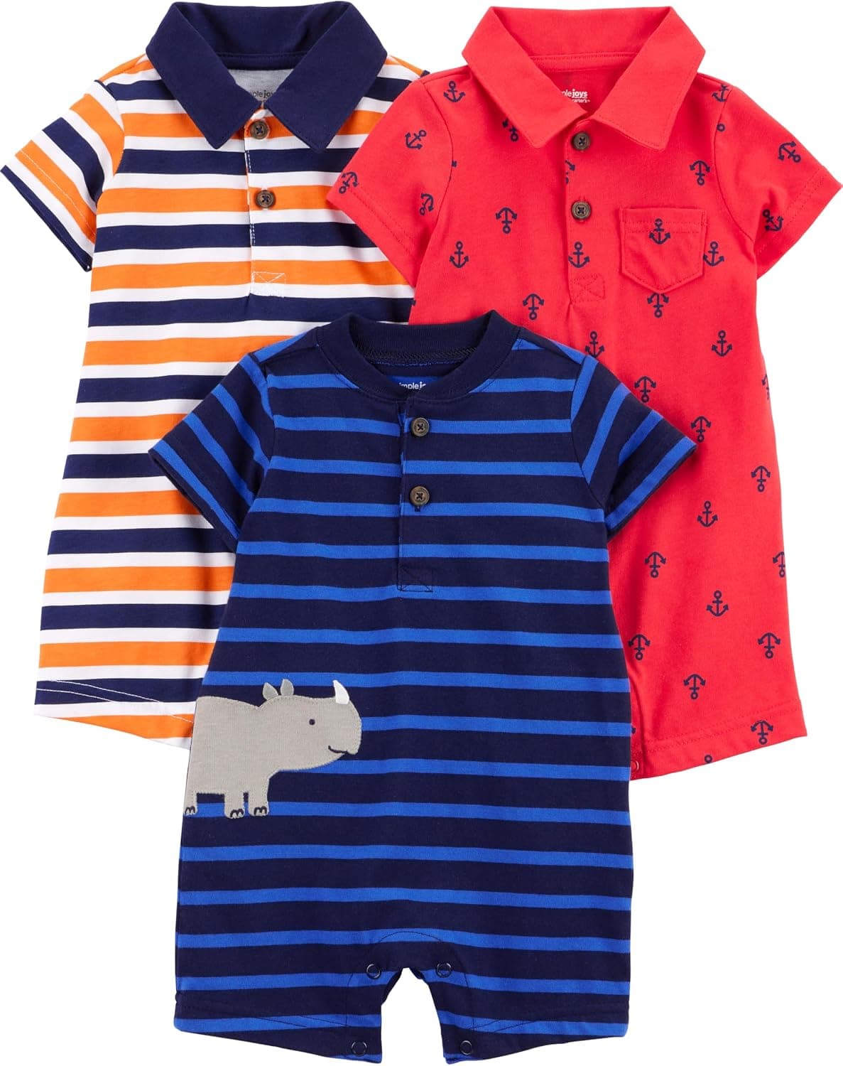 Simple Joys by Carter's - Pack de 3 mamelucos para bebé niño
