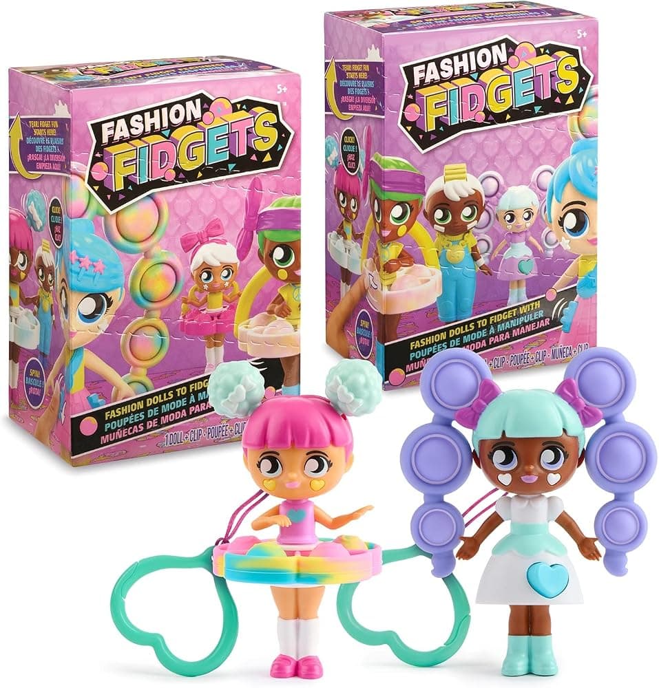 Fashion Fidgets Sensory Toy Dolls – Push Pop Fidget Toy Pack de 2 – Alivio de ansiedad y estrés para niños