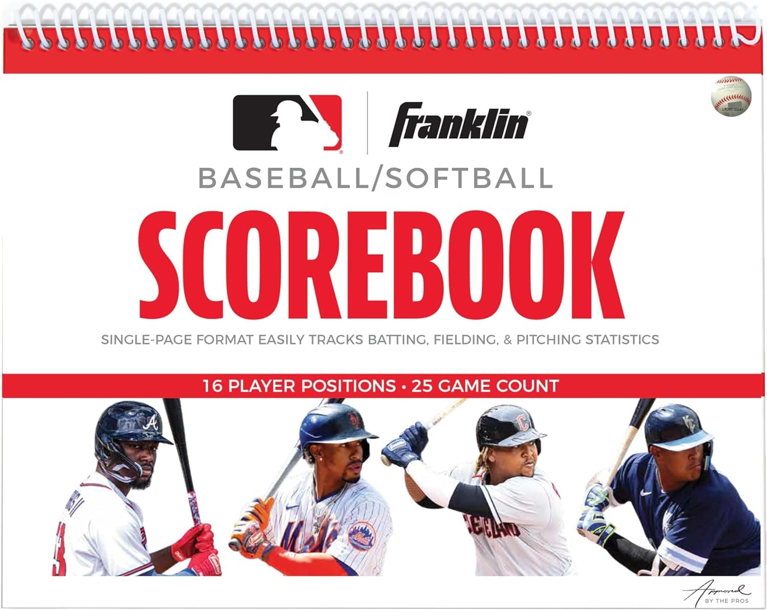 Franklin Sports Béisbol + Cuaderno de puntuaciones de softbol | Alineación de 25 juegos + rastreador de estadísticas, diseño de puntuación de fácil seguimiento, incluye guía de instrucciones, página de lista del equipo