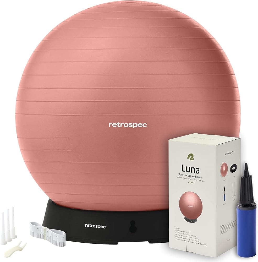 Luna Pelota de ejercicios con bomba – Equipo de fitness antiexplosión para yoga, entrenamiento central y estabilidad – Pelota suiza para gimnasio en casa para oficina y embarazo