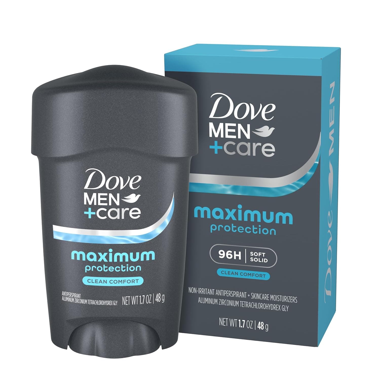 Dove Men+Care Clinical Protection Antitranspirante Clean Comfort 1.7 oz | Para sudoración intensa, ayuda a mantenerse fresco y seguro, con 1/4 de humectantes, aroma Clean Comfort