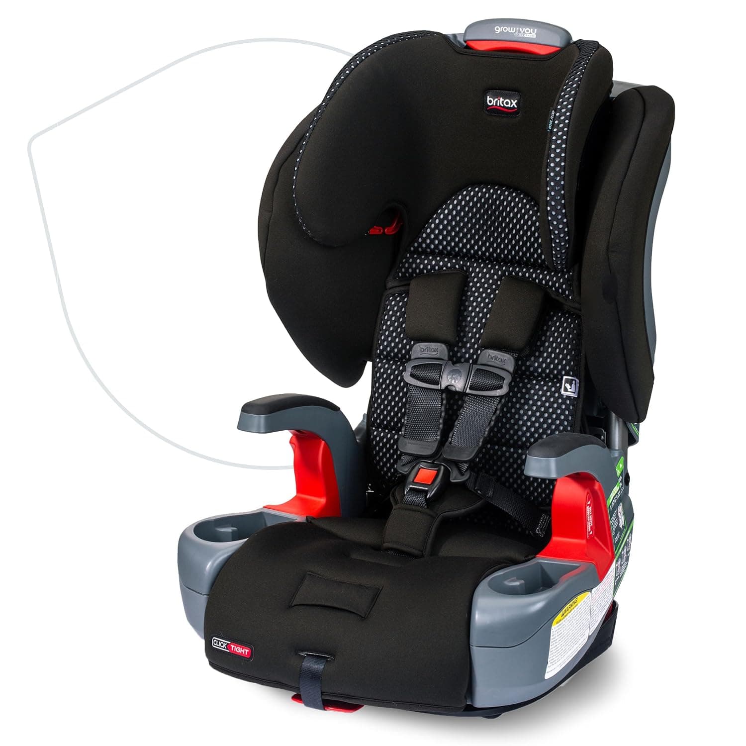 Britax Grow with You ClickTight Harness-2-Booster Asiento para automóvil, Cool Flow Grey | Asiento para automóvil orientado hacia adelante y asiento elevador con respaldo alto, instalación ClickTight, capacidad máxima extendida para el asiento elevador, telas de alto rendimiento