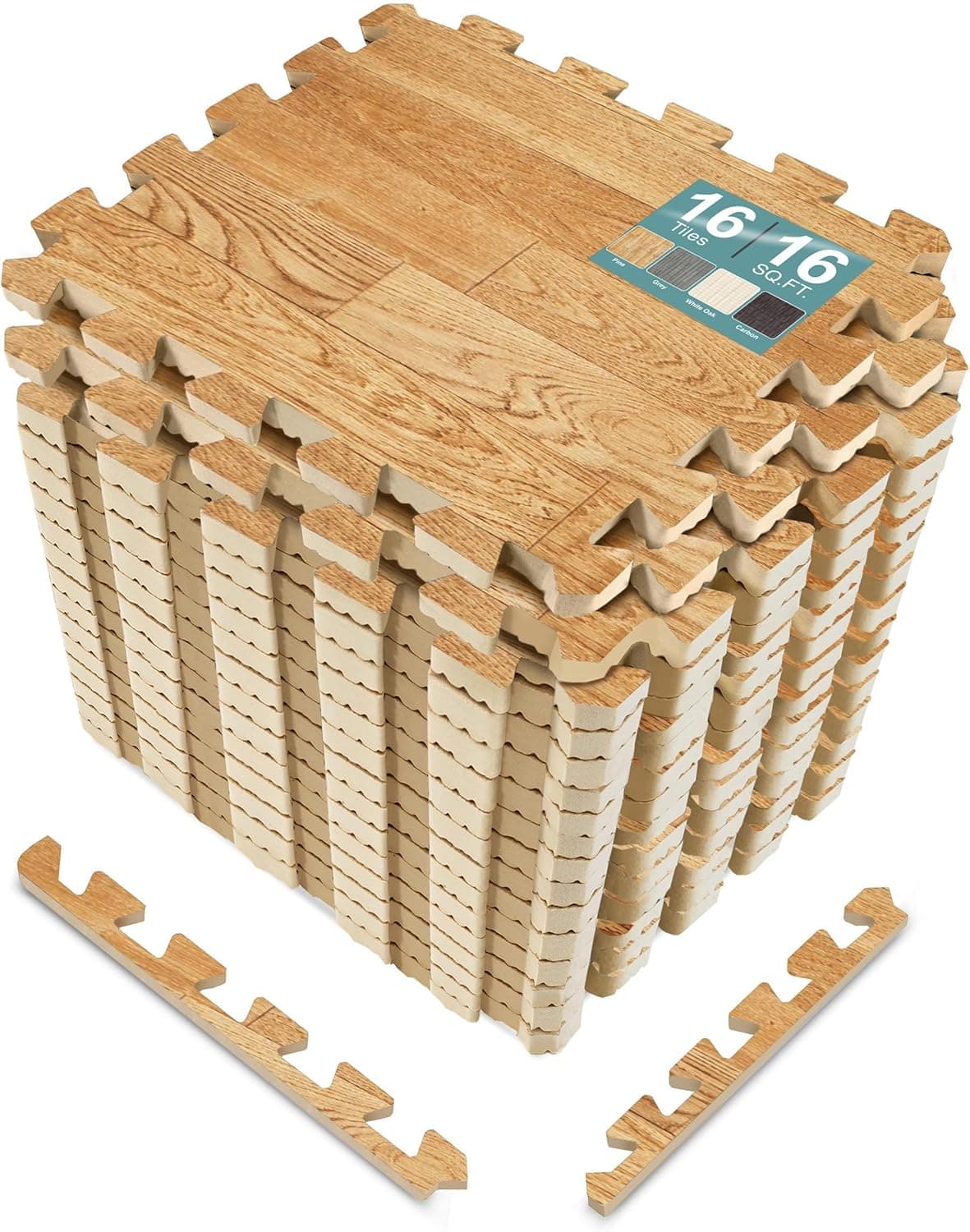 Sorbus Tapetes de madera de grano, tapetes de espuma entrelazados, cada azulejo, 1 pie cuadrado, 3/8 pulgadas de espesor, tapetes de madera para pisos, hogar, oficina, sala de juegos, sótano, feria comercial (16 azulejos, 16 pies cuadrados, grano de madera - pino)