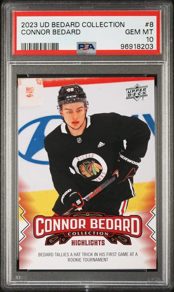Clasificado Psa 10 Connor Bedard Hockey Rookie Card Upper Deck #8 Chicago Calder Trofeo Ganador Superestrella