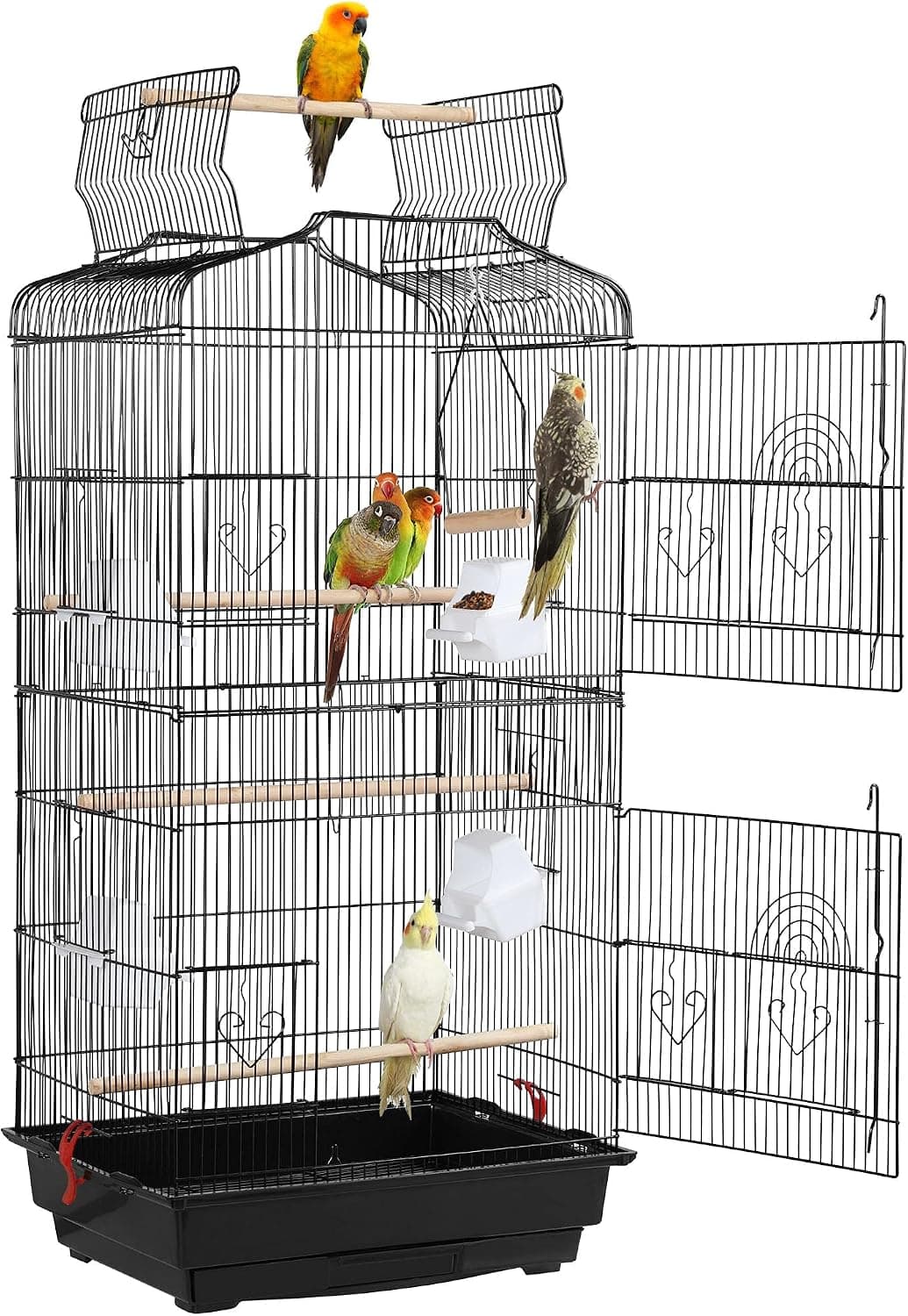 Yaheetech Jaulas para pájaros medianas con parte superior abierta de 41 pulgadas para periquitos pinzones canarios agapornis pequeños loros cuáqueros cacatúas periquitos mejillas verdes conure viaje mascota vuelo jaula para pájaros