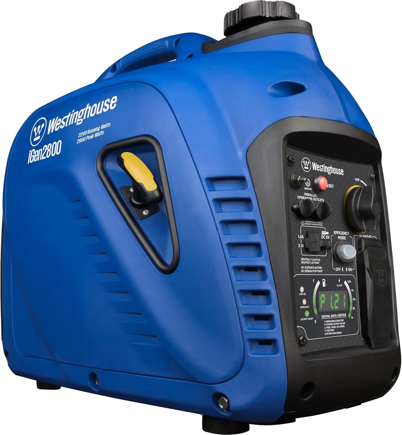 Generador inversor portátil Westinghouse de 2800 vatios pico, súper silencioso y liviano, alimentado por gas, con capacidad en paralelo, tiempo de funcionamiento prolongado