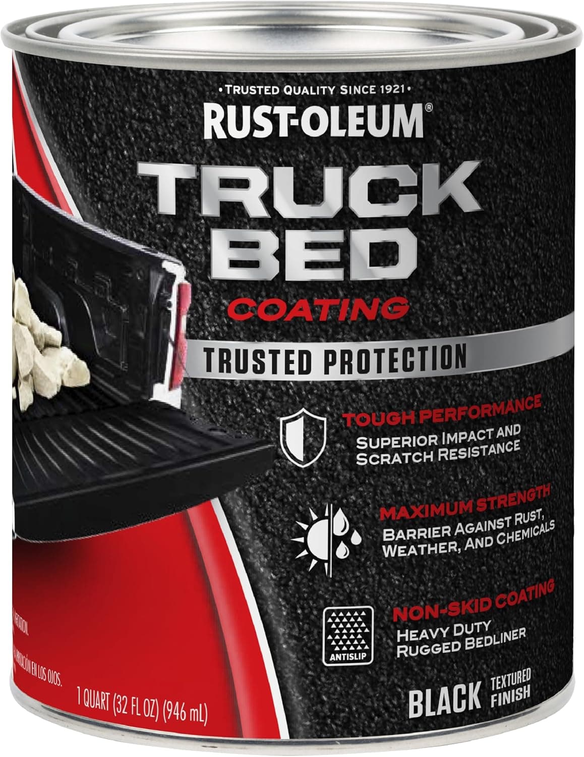 Rust-Oleum 342668 Stops Rust Truck Bed Coating, 1 Quart, Black