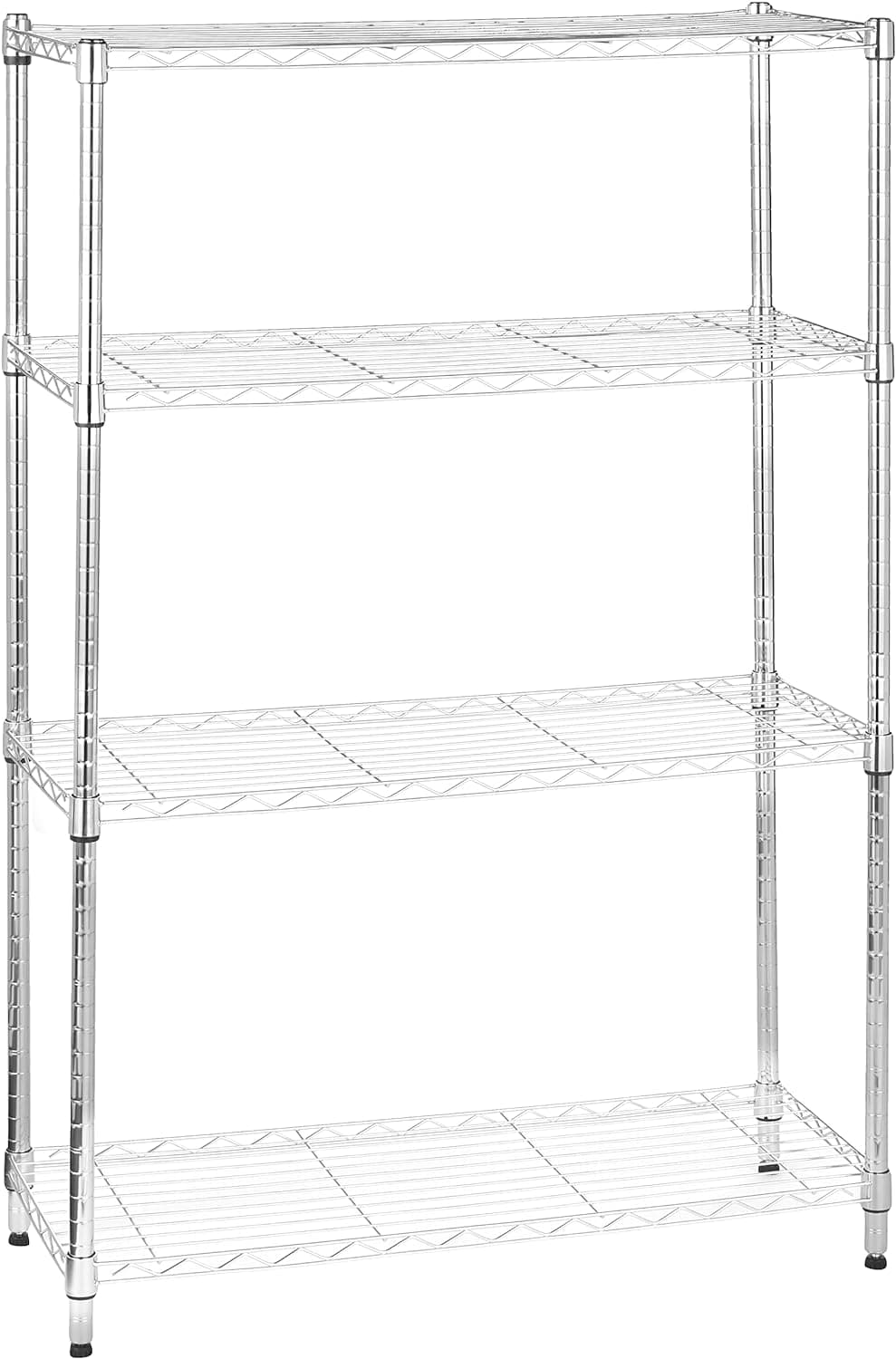Amazon Basics Estantería de almacenamiento de alambre de acero resistente ajustable con 4 estantes para cocina, garaje, fácil montaje, 350 libras por estante, 36" x 14" x 54", cromo plateado