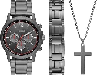 Set de regalo de reloj, pulsera y accesorios en tono para hombre