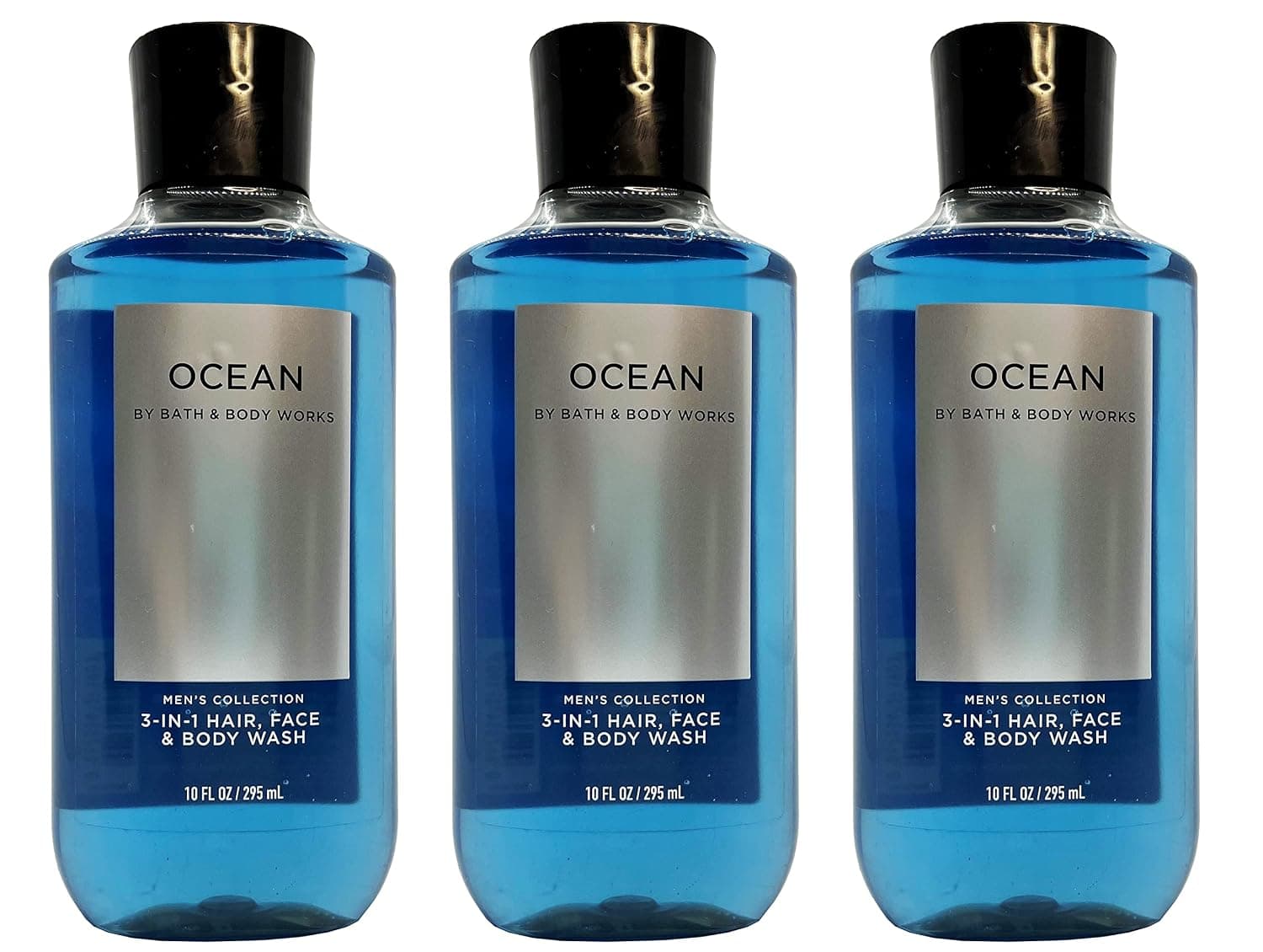 Lote de 3 Bath and Body Works Ocean Signature Collection 2 en 1 Champú para el cabello Gel corporal para hombres 10 Fl Oz