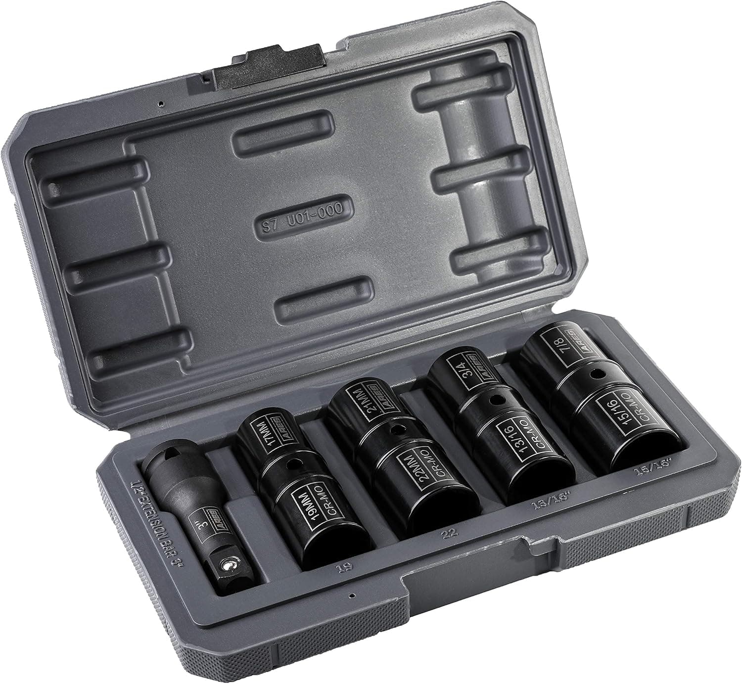 ARES 59010 5-Pc Lug Nut Flip Socket Set - Metric & SAE, 1/2-In Drive | 17-22mm & 3/4 to 15/16-In SAE Sizes; Impact-Grade Chrome-Moly Steel