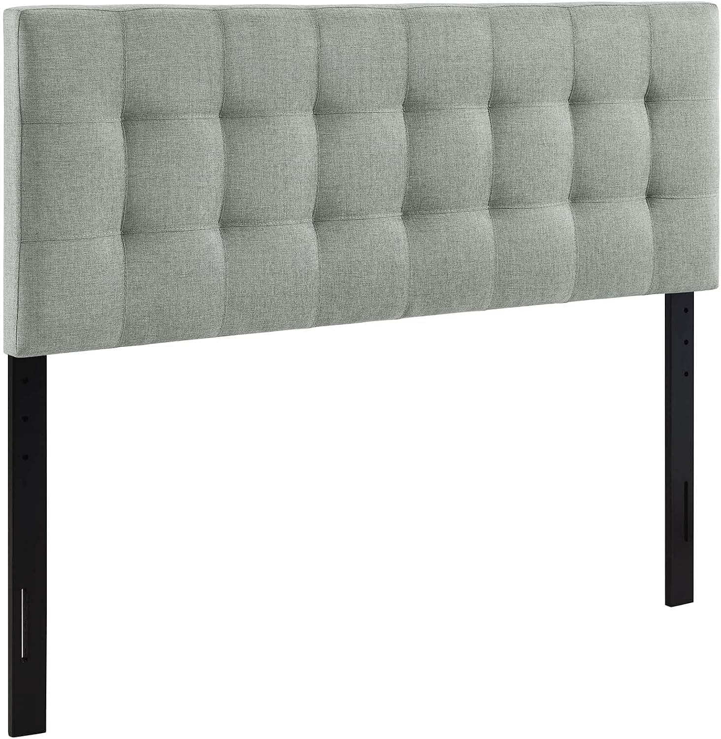 Cabecero completo tapizado de tela de lino capitoné Lily de Modway en gris