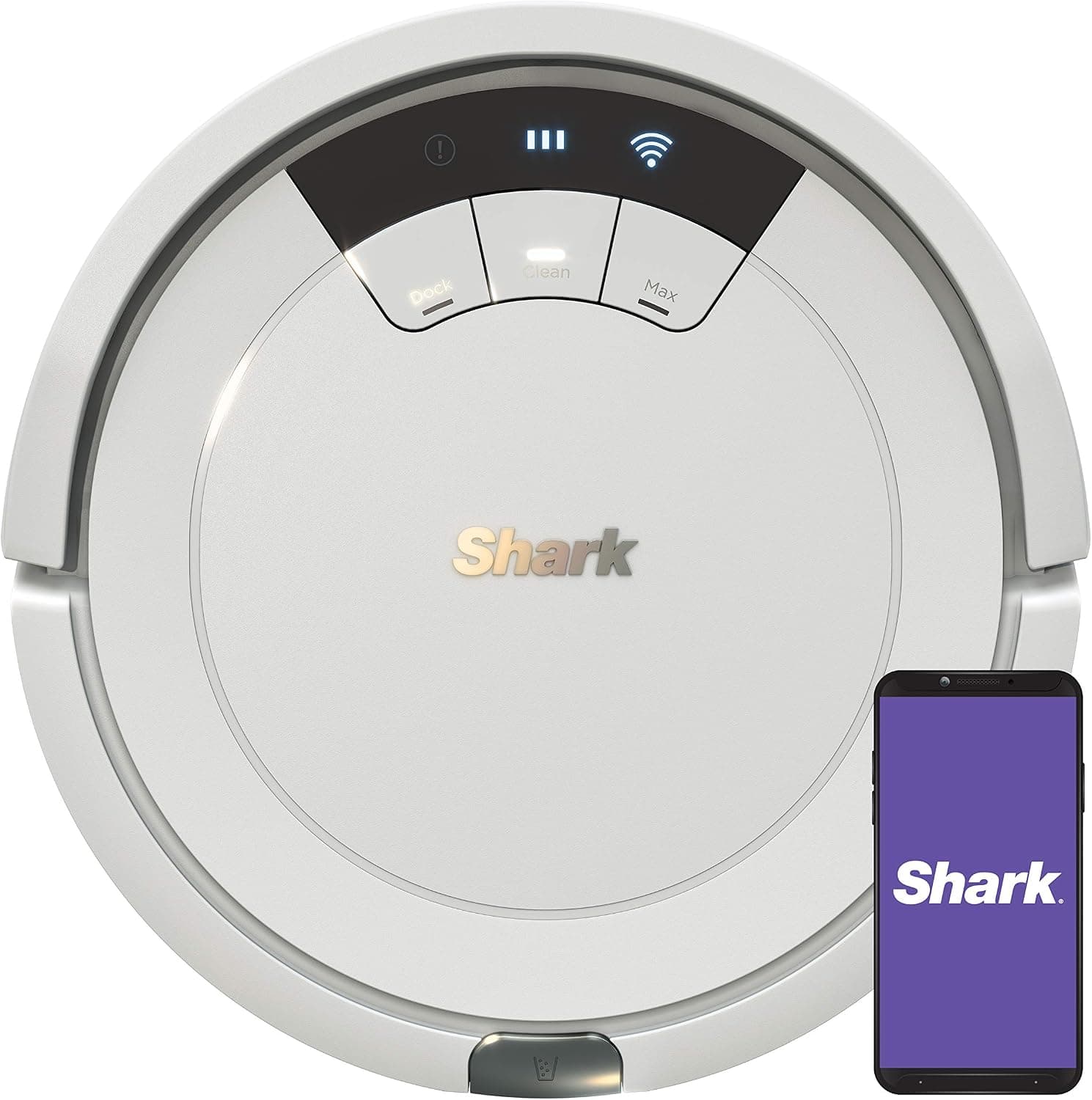 Robot aspirador Shark ION, sistema Tri-Brush, blanco, AV752 | Sistema Tri-Brush, conexión Wi-Fi, funciona con Alexa y el Asistente de Google, tiempo de ejecución de 120 minutos, limpieza multisuperficie
