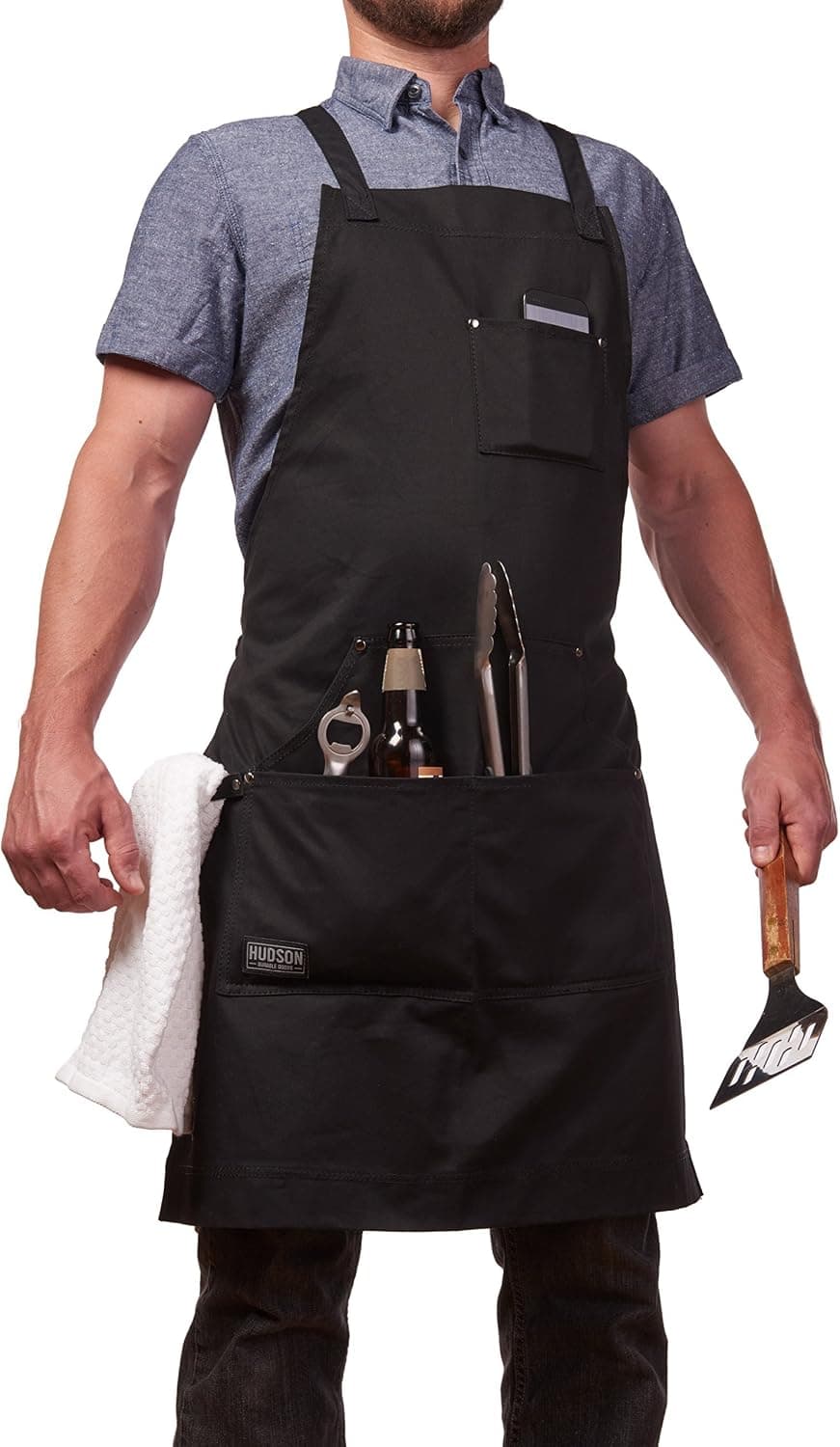 Hudson Durable Goods - Delantal de chef de grado profesional para cocina, barbacoa y parrilla