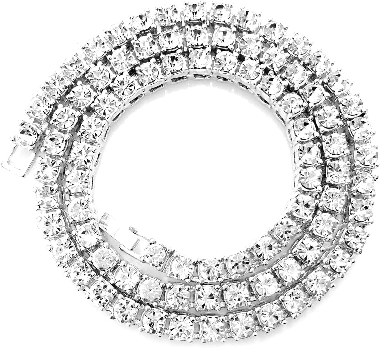 HH BLING EMPIRE Collar de cadena de tenis con diamantes helados de plata dorada para hombres y mujeres, collares de tenis con diamantes de imitación para mujeres y adolescentes, cadenas de tenis y eslabones cubanos de 18 a 30 pulgadas