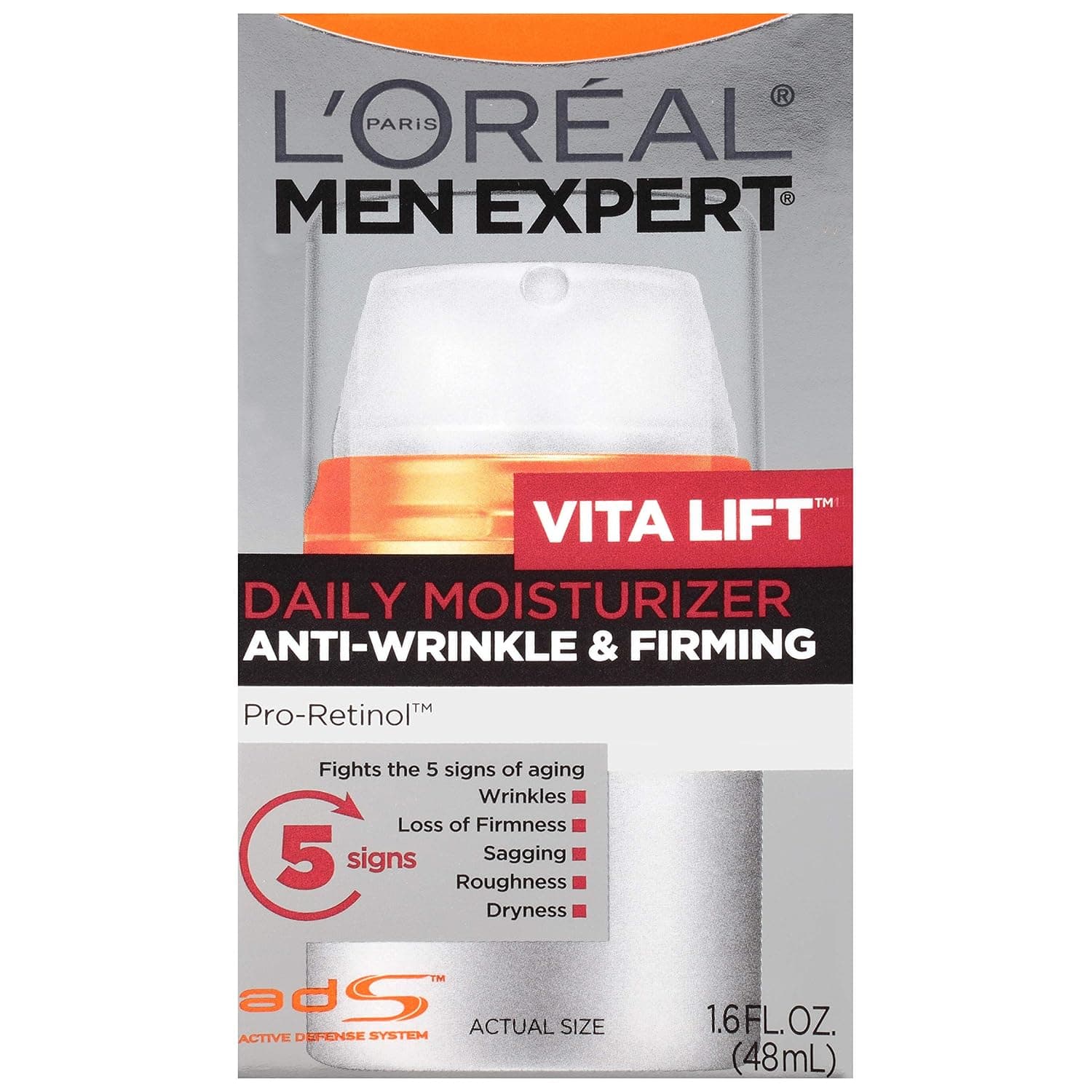 L'Oreal Paris Men Expert Vitalift Hidratante facial antiarrugas y reafirmante con Pro-Retinol, 1.6 oz