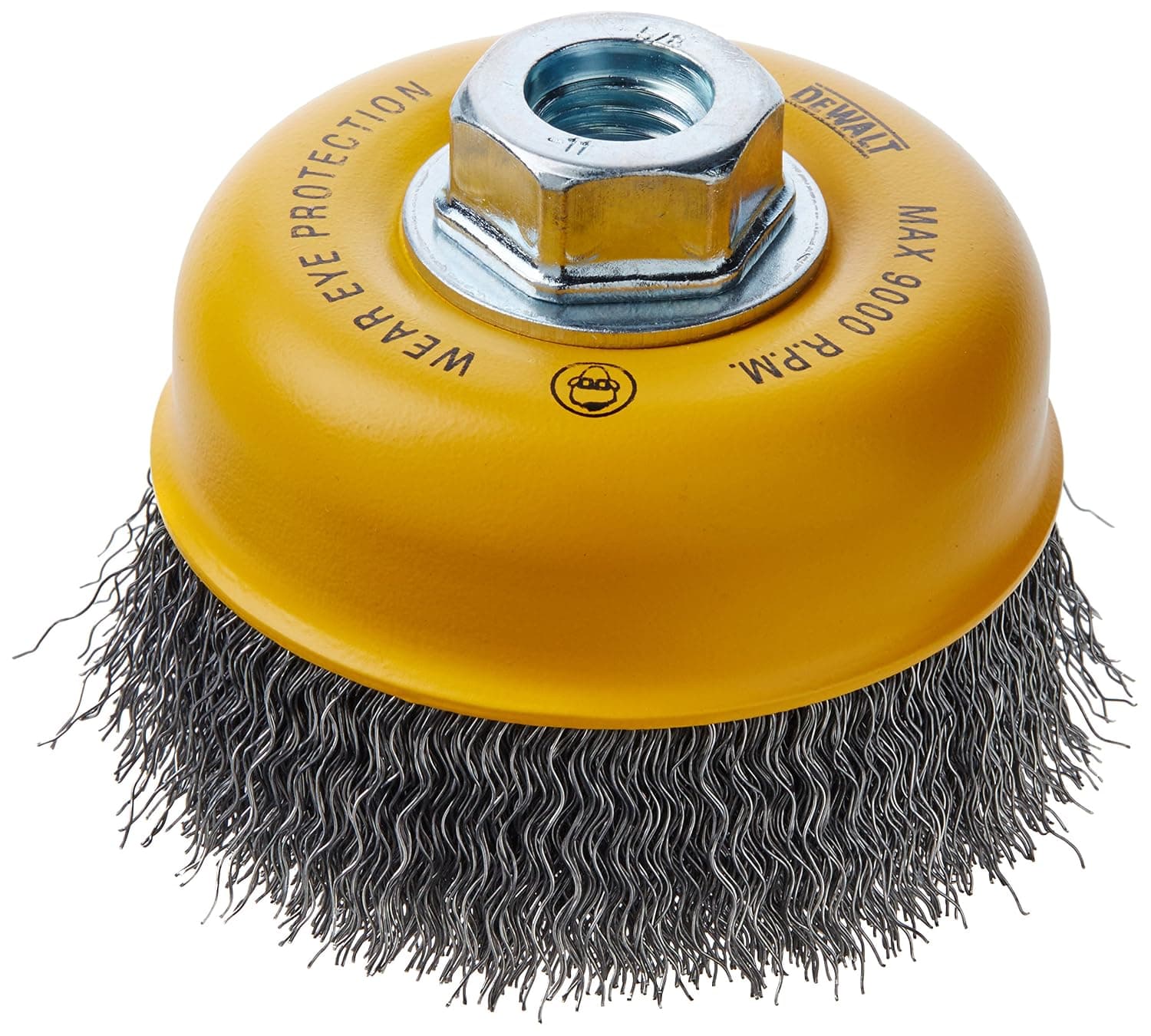 DEWALT Cepillo de copa de alambre, ondulado, acero al carbono, 4 pulgadas x 5/8 pulgadas, 11 HP, 0,014 pulgadas (DW49101)
