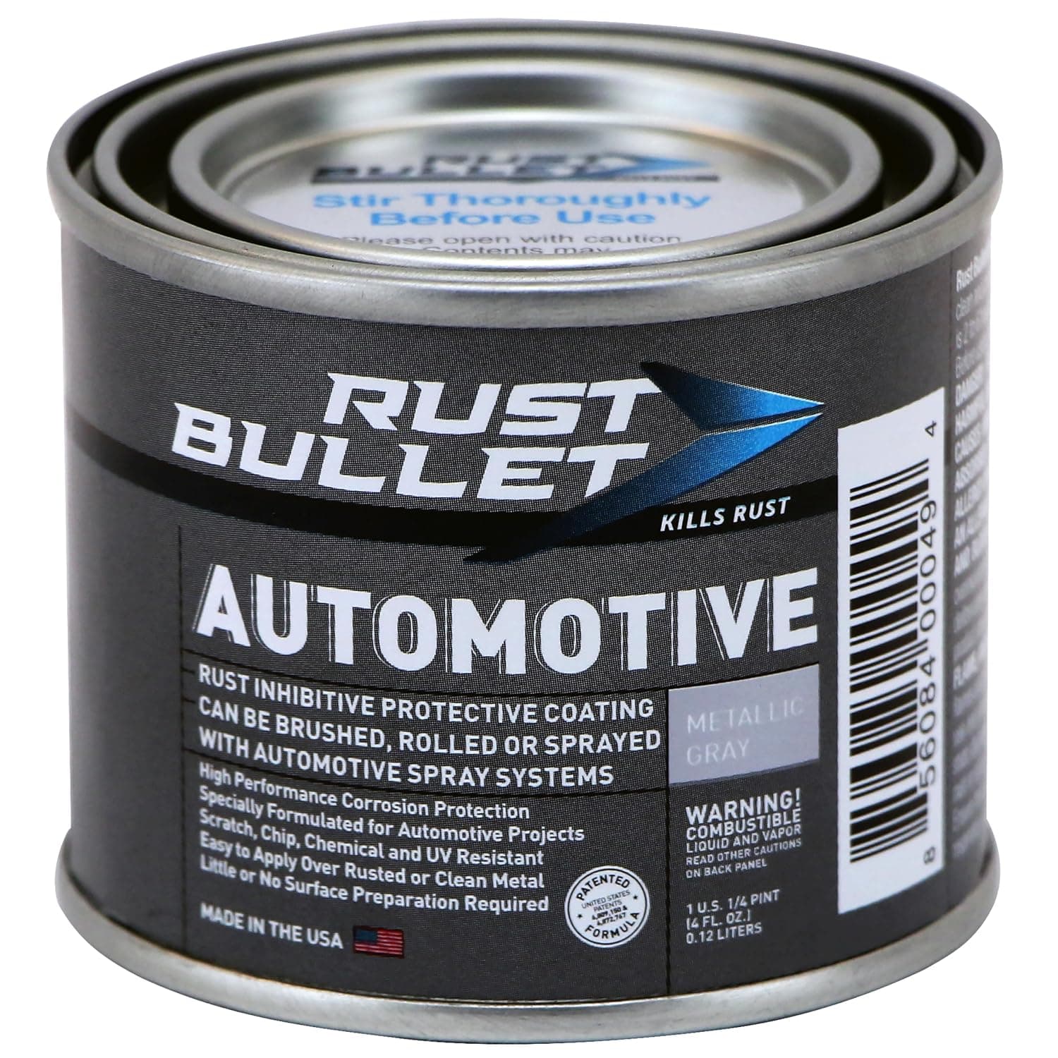 Automotriz - Encapsulador de óxido, pintura sobre óxido - Gris metálico, 1/4Pt | 1/4 pinta, pintura antioxidante para metal, detener el óxido, revestimiento preventivo de óxido para coches y camiones, resistente a los rayos UV