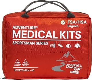 Adventure Medical Kits Botiquín médico Sportsman Series - 400 - Botiquín de primeros auxilios para acampar, caminar, cazar y más - Para 10 personas durante 14 días - Incluye vendas, medicamentos, guía y más | Incluye un kit de traumatología de campo desmontable y vendajes de calidad hospitalaria, medicamentos y una guía de primeros auxilios en la naturaleza.
