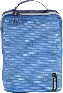 Eagle Creek Pack-It Reveal - Cubos de embalaje medianos para viajes, tela duradera y resistente al agua con diseño de cremallera en ángulo y ventana de malla en el panel frontal completo, azul Az/gris