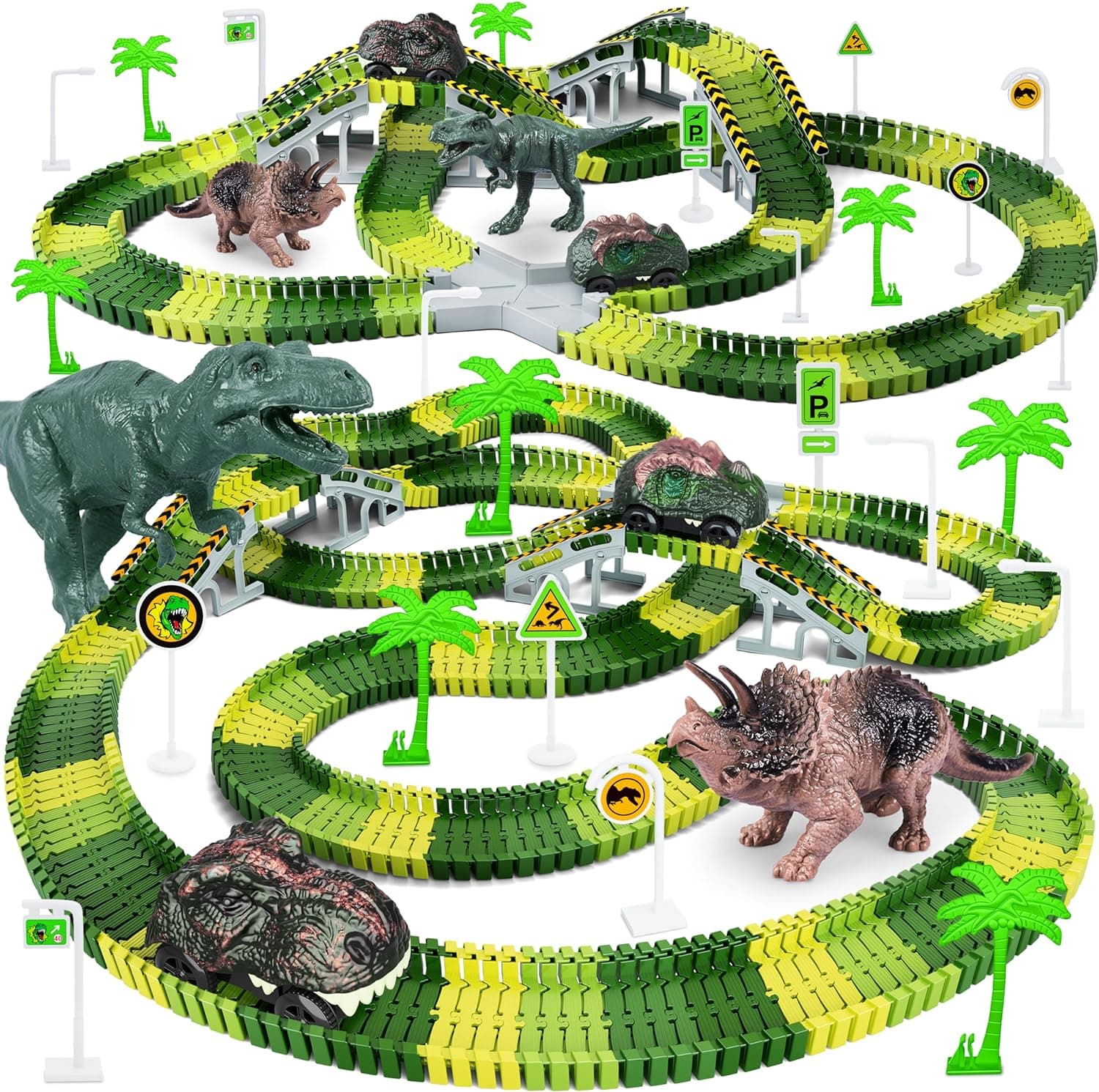 Juguetes de dinosaurios, crea una carrera mundial de dinosaurios, juguetes de pista de dinosaurios