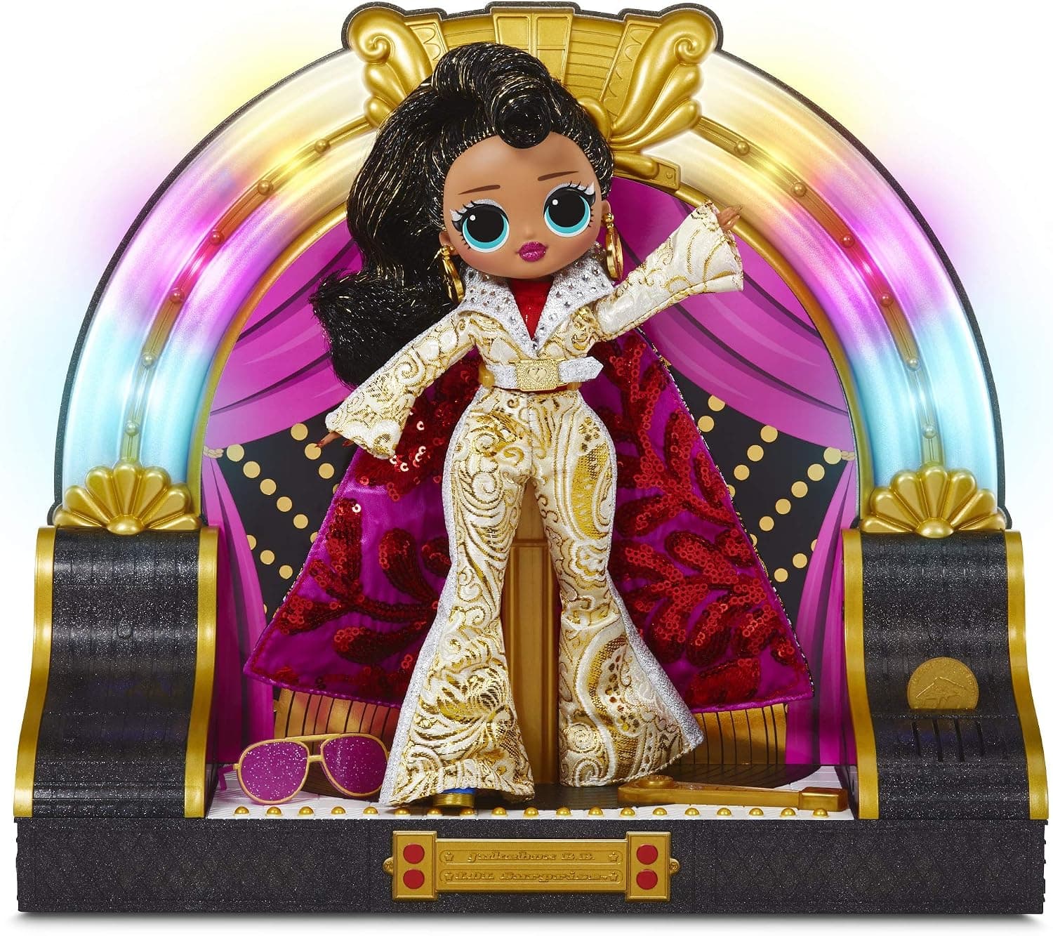 LOL Surprise! OMG Remix 2020 Collector Edition Jukebox B.B. con música activada por fichas, luces de colores, atuendo de rock clásico blanco y dorado, accesorios llamativos | Niñas de 4 a 15 años