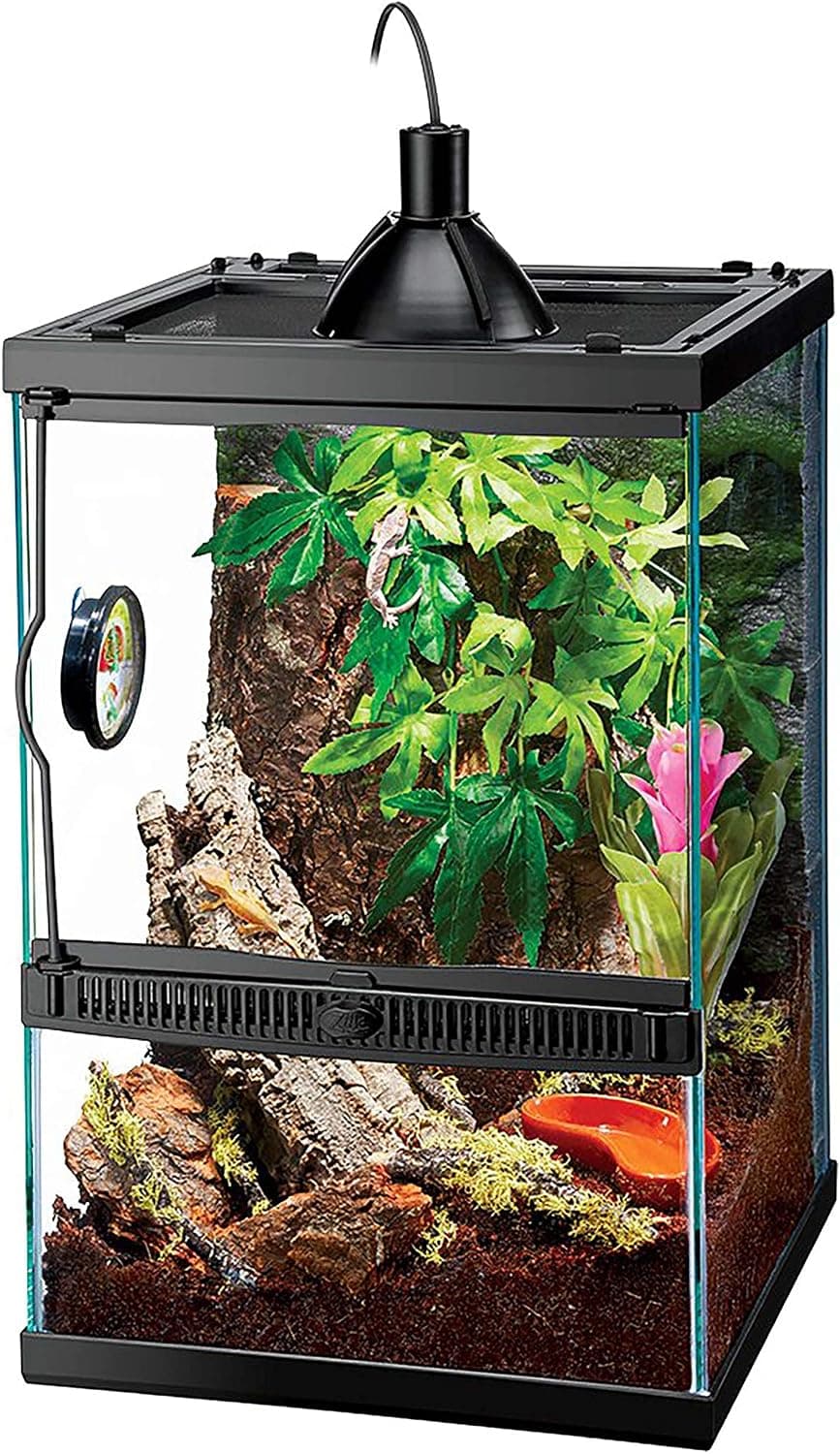 Zilla Kit de iniciación de hábitat vertical tropical de vidrio de 11 galones para reptiles y anfibios que habitan en árboles pequeños