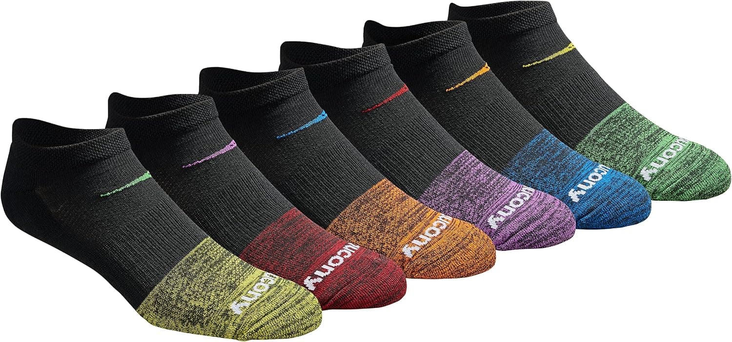 Saucony Calcetines invisibles RunDry de malla con ventilación y ajuste cómodo para hombre, disponibles en M-XXL (6, 12, 18 pares)