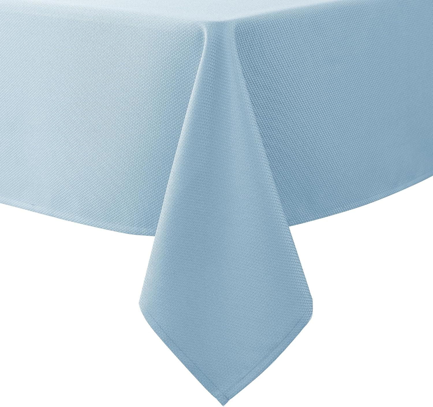 Biscaynebay Manteles de tela texturizada rectangulares de 60 x 84 pulgadas, manteles resistentes al agua de color azul claro para comedor, cocina, bodas, fiestas, etc. Lavable a máquina